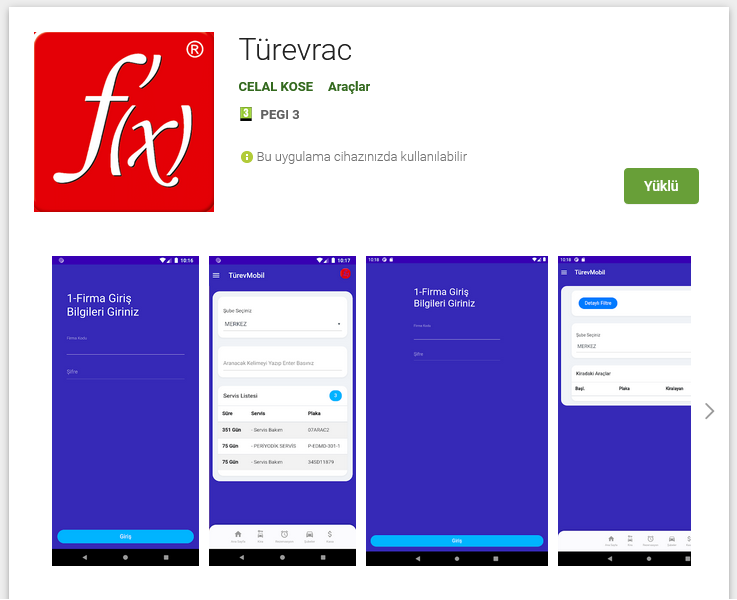 TurevRac Android Uygulaması