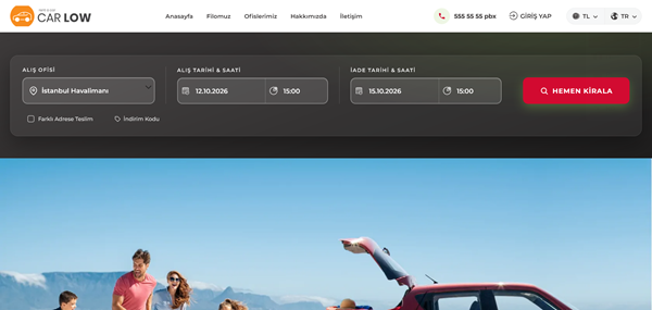 5. Örnek Site — araç kiralama web sitesi şablonu