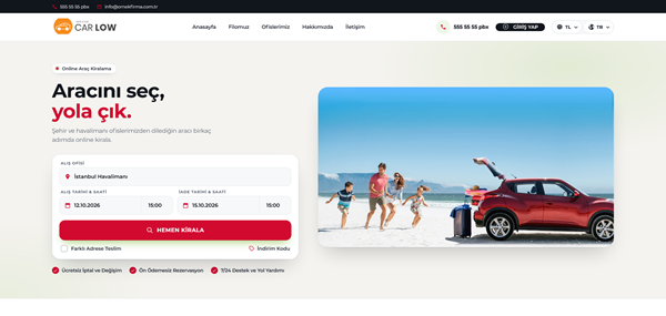 6. Örnek Site — araç kiralama web sitesi şablonu